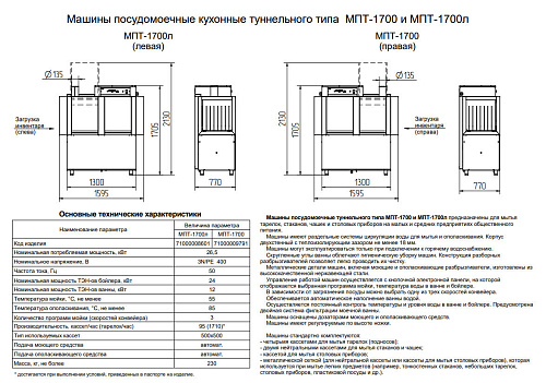 Посудомоечная машина Abat МПТ-1700 туннельная Посудомоечная машина Abat МПТ-1700 туннельная
